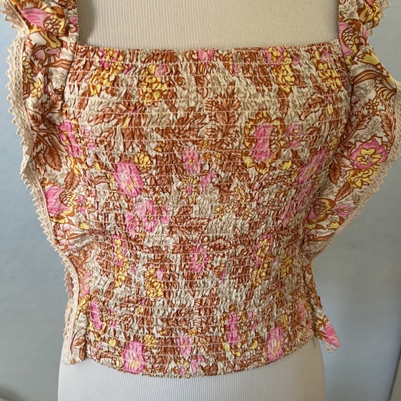 VanillaStar Floral ElasticRuched Ruffle Halter Top - Picture 2 of 10